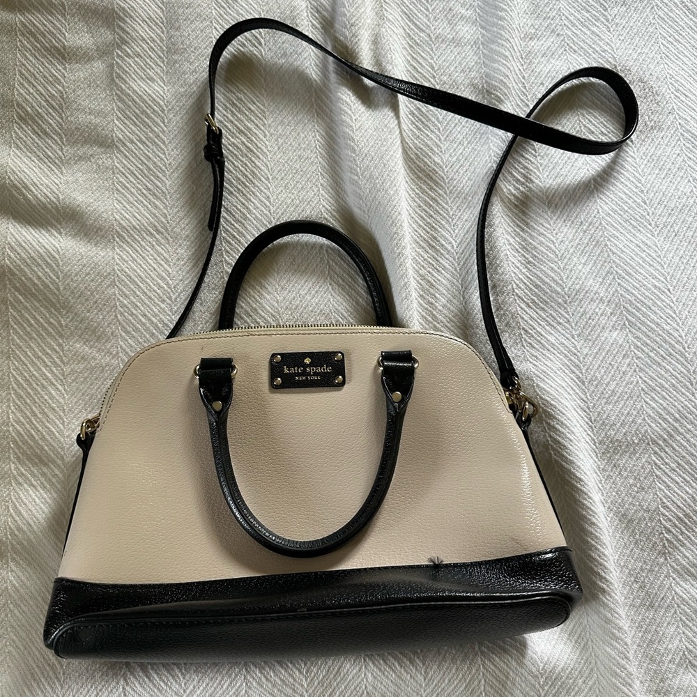 Kate Spade Cream and Black Dome Bag with Adjustable Crossbody Strap
